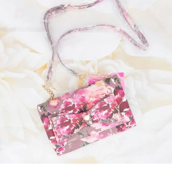 Betsey Johnson XODANI Crossbody Bag Wallet Floral Bow NWT pink flowers - Picture 6 of 15